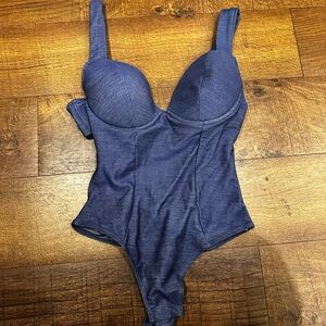 Blue Bustier Bodysuit with Molded Cups